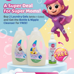 buy 2 laundry gels (white + color) and get bottle & nipple cleanser for free